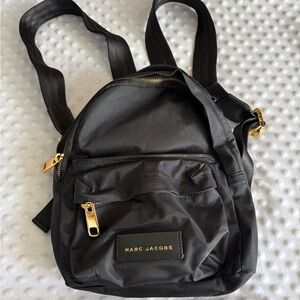 Marc Jacobs Black Backpack with Gold Zippers